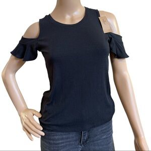 American Eagle‎ Outfitters Women’s Soft & Sexy RiB Black Cold Shoulder Size S